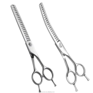 Professional 8″ Stainless VG10 Steel Pet Grooming Straight Curved Fishbone Scissors Shears Set for Pet Grooming Salon