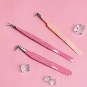 Professional Custom Logo Fiber Tip Eyelash Tweezers Private Label Straight Volume Lash Grafting Eyelash Extension Tweezers
