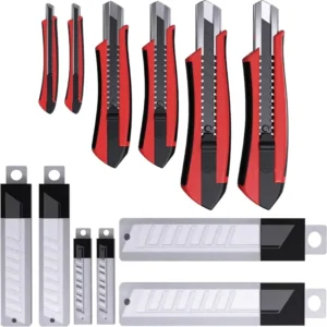 Professional Cutter Knife Set Plastic Handle 6 Knives SK5 Stainless Steel 25/18/9mm Safe Robust