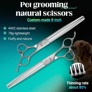 Professional Dog Grooming Scissors Chunker Natural Shear Japan 440C Steel Pet Scissors for Dog Salon Grooming School