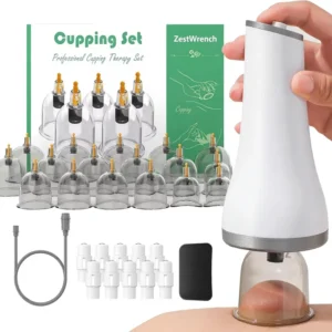 Professional Electric Pump Cupping Kit 20 Piece High Temp/Pressure Resistant Vacuum Cups Automatic Suction Class I