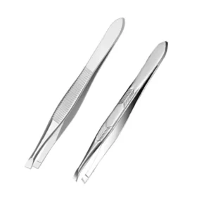 Professional Eyebrow Tweezers Stainless Steel Slant Half Gold Plated Tweezers