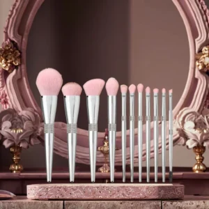 Professional Factory High Quality Custom Logo Private Label Cosmetic Silver Makeup Brush Set
