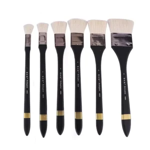 Professional Flat Paint Artist Brush Multi Purpose Several Sizes Wool Hair Long Wooden Black Handle for All Kinds of Paintings