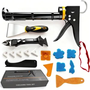 Professional HAIHUA HH66 Iron 6 in 6 Yellow Scraping Caulking Gun Kit D Handle Enclosed Frame Caulk Remover Putty Knife Caulking