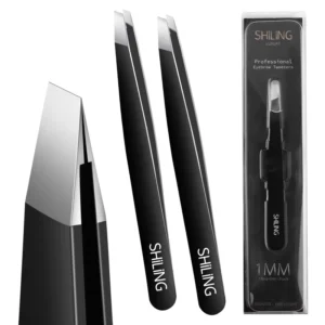 Professional High Quality Eco Friendly Durable Lightweight Ultra thin Slanted Stainless Steel Eyebrow Tweezers Reusable Luxury