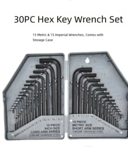 Professional Industrial Grade 30pcs Metric and Imperial Alloy Steel Black Oxide Hex Key Set for Mechanical and Household Repair