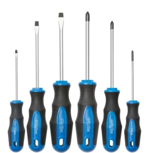 Professional Industrial Grade 6 Piece Magnetic Tip Screwdriver Set with Cushion Grip 3 Phillips & 3 Flat Bits OEM Available