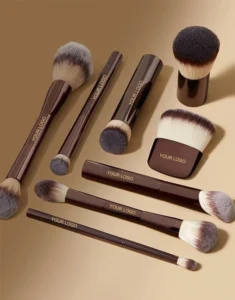 Professional Kabuki and Highlighter Makeup Brushes Set Double Ended for Face and Lips
