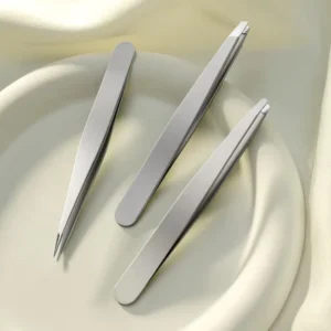 Professional Luxury Ultra Slim Slanted Pointed Stainless Steel Tweezers Curved Eyebrow Facial Hair Removal Ultra Precision