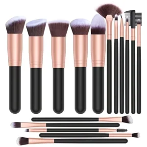 Professional Makeup Brush Set Synthetic Fibre Wood Handles Includes Eyeshadow Loose Powder Brushes