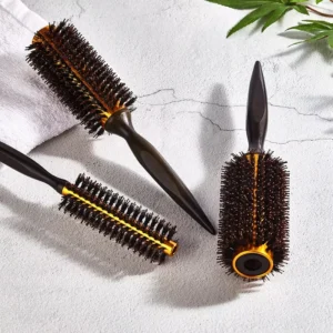 Professional Salon Antique Wooden Round Nylon Boar Hair Brush With Wood Handle
