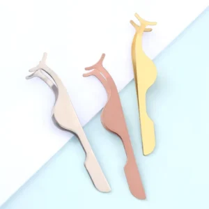 Professional Stainless Steel Curved Eyelash Extension Tweezers False Eyelash Applicator Tool for Makeup & Beauty Eyebrow Curlers