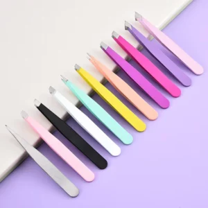 Professional Stainless Steel Eyebrow Tweezers Slanted Hair Removal Eyebrow Clips Multicolor Precision Eyebrow Clip Tweezers
