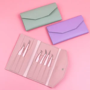 Professional Stainless Steel Eyelash Tweezers Straight Lash Extension Tweezers Non Slip Grip for Salon and Personal Makeup Use