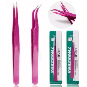 Professional Stainless Steel Purple Plated Straight Curved Tweezers for Manicure Nail Art Nail Clipper Eyelash Tweezers