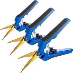 Pruning Shear Bonsai Cutter Gardening Hand Pruner with Curved Stainless Steel Titanium Blades Blue for Potting