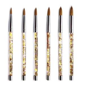 Quicksand Magic Color Fashion Crystal Liquid Handle Kolinsky Acrylic Nail Art Brushes for Manicurist