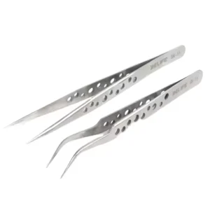 RELIFE SK 11 SK 15 Anti Static Precision Tweezers Straight and Bent Dual Use with Holes and Non slip