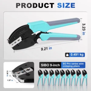 RONGDA 9 Inches Wire Crimping Pliers for Connectors Industrial Grade Alloy Steel Plastic Handle Crimping Tools