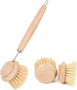 Replaceable Head Sustainable Hanging Bamboo Wood Large Dish Brush Pot Kitchen Beech Brush Eco Friendly Hanging Kitchen
