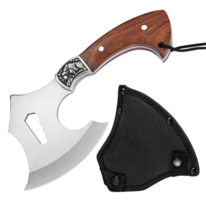 Rose Wood Handle Outdoor Tactical Axe Hand Forged Splitting Axe Survival Fireman Axe Camping Hatchet with Sheath