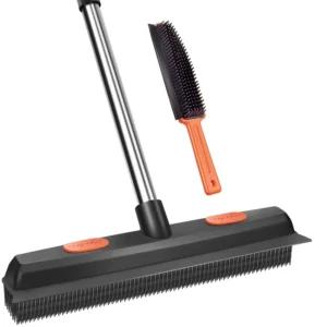 Rubber Broom Pet Hair Removal Tool Carpet Rake Groomer Floor Brush With Squeegee