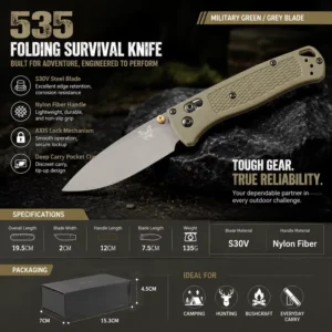 S30V Blade Nylon Fiber Handle Folding Survival Knife for Camping Hunting Bushcraft Outdoor EDC Custom OEM Factory Direct