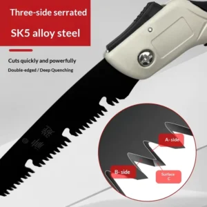 SK5 Alloy Steel Folding Hand Saw Garden Pruning Multifunctional Woodworking Saw Blade Three Sided Teeth Thickened Hardened