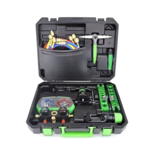 ST 8P Industrial Portable HVAC Repair Tool Kit Including Copper Tube Pipe Expander Flaring Tools Manifold Pressure Gauge