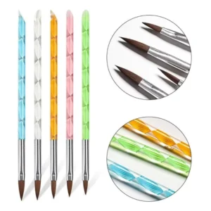 Screw Rod Nylon Hair Nail Art Brush Set Silver Acrylic Nail Brush Customization Acrylic Brush for Nail Size10