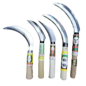Serrated Sickle Industrial Grade Betel Nut Harvesting Sickle Blade with Wooden Handle Black Oxide Finish