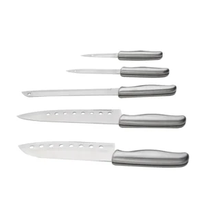 Set of 5 Stainless Steel Kitchen Knives With Hollow Handle Unique Holes Blade