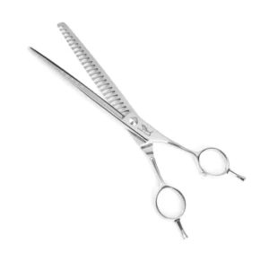 Shernbao Stainless Steel 6.5″ 7.5″ Chunker Fishbone Dog Scissors for Pet Grooming Curved Design Safe Lefty