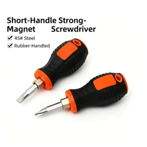 Short Handle Screwdriver Mini Dual Purpose Screwdriver Cross Slotted Rubber Handle Screwdriver