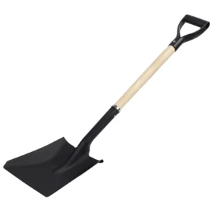Sinotools Gardening Square Shovel Short Timber D handle Spade with 50Mn Steel Head for Lawn Maintenance