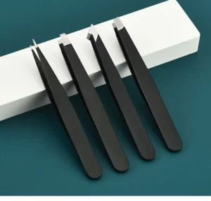 Stainless Steel 430 Slanted Tip 96 Eyebrow & Eyelash Tweezers Set