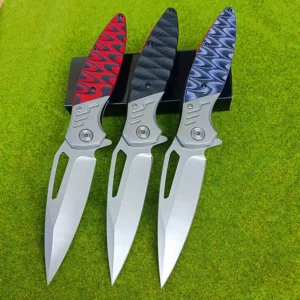 Stainless Steel Bushcraft Knife G10 Handle Folding Knife Portable Hiking Tactical EDC Camping Knife