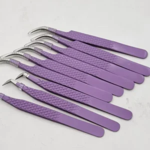 Stainless Steel Diamond Grip Eyelash Extension Tweezers Volume Tweezers Custom Fiber Tip Eyelash Tweezers