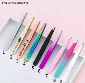 Stainless Steel Eyebrow Tweezers Rose Gold Slanted Lash Tweezers and Eyelash Applicators Eyebrow Scissors