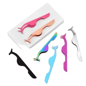 Stainless Steel Eyelash Applicator Rounded Curved Tip Makeup Tools Lashes Tweezers for Lash Extension