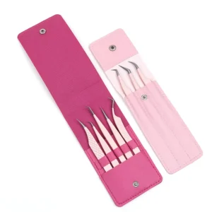 Stainless Steel Eyelash Tweezers Kit Professional No Slip Easy to Clean Portable