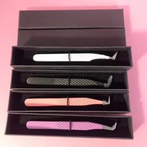 Stainless Steel Eyelash Tweezers Pointed Tip Fiber Volume Eyelash Extension Tweezers 45 75 90 Degree