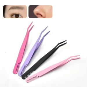 Stainless Steel Eyelash Tweezers and Lash Applicator Tools Durable Precision Custom Fake Eyelash Application Tweezers