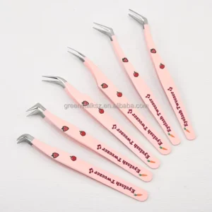 Stainless Steel False Eyelash Extension Beauty Care Tools Cute Pattern Fiber Tip Eyelash Tweezers