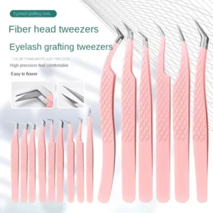 Stainless Steel Fiber Head Eyelash Curler Tweezers Mesh High Precision Beauty Makeup Tool for Eyelash Grafting