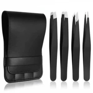 Stainless Steel Flat Tip Volume Eyebrow Tweezers Set Professional Precision Beauty Kit Eco Friendly Bag