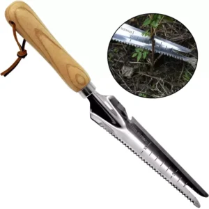 Stainless Steel Garden Shovel Sawtooth Spade Weed Removal Hand Tool Weeding Tool for Agriculture