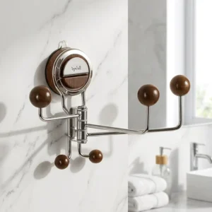 Stainless Steel Home Suction Cup Door Back Drill Free Heavy Duty Clothes Hook Kitchen Bathroom Storage Wall Mounted Shelf