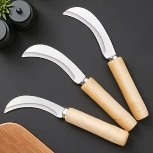Stainless Steel Manual Herbalism Collecting Herbs Banana Harvest Herbal Fruit Cutting Sickle Knife Wooden Handle